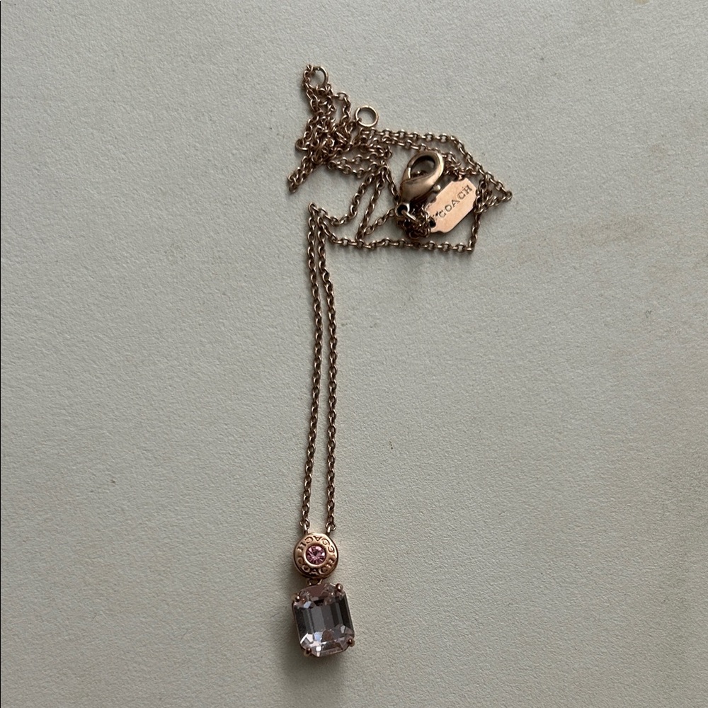 Coach Rose Gold and Pink Pendant Necklace